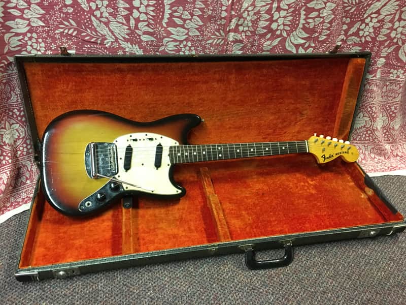 1970 Fender Mustang Electric Guitar Sunburst Vintage USA image 1
