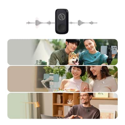 Hollyland LARK A1 Combo 2-Person Wireless Microphone System with USB-C and Lightning Connectors for Mobile Devices (Space Gray, 2.4 GHz) + Vivitar compact Selfie Video Tripod + 16GB Transcend MicroSD Memory Card with Adapter image 4