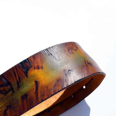 burnyblack vintage distressed guitar strap - big dipper green/brown/yellow image 11