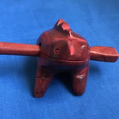 Handmade 3" x 2" Mini Frog Reco-Reco Handmade in Pau-Brasil Natural Brazilian Wood image 2