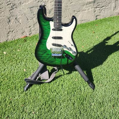 Warmoth STRAT STYLE GUITAR - Green flamed maple image 1