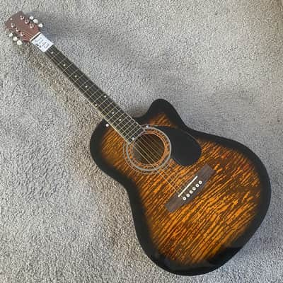 Veneer Tiger Maple Top 40 Inch Acoustic Guitar, Mahogany Neck Rosewood Fretboard image 2