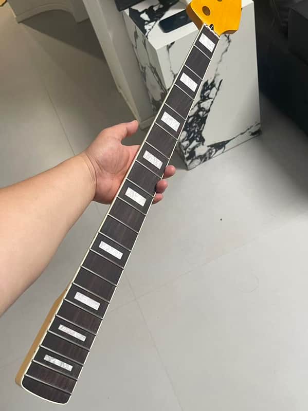 4-string electric bass neck jazz bass stainless steel 20frets yellow Maple guitar neck 34inch hole 18mm Rosewood block inlay nut 38mm image 1