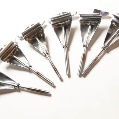 (6) Slingerland Bass Drum Tension Rods & Claws, Original Washers MINT! - 1960's-70's / INSPECTED & TESTED image 2