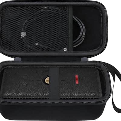 Carrying Case for Portable Bluetooth Speaker, Speaker Hard Travel Bag Storage Holder, Mesh Pocket Fits Charger, Black image 1