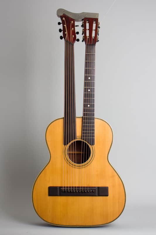 Supertone #12E 650 1/4 Harp Guitar, most likely made by Harmony,  c. 1918, original canvas soft shell case. image 1