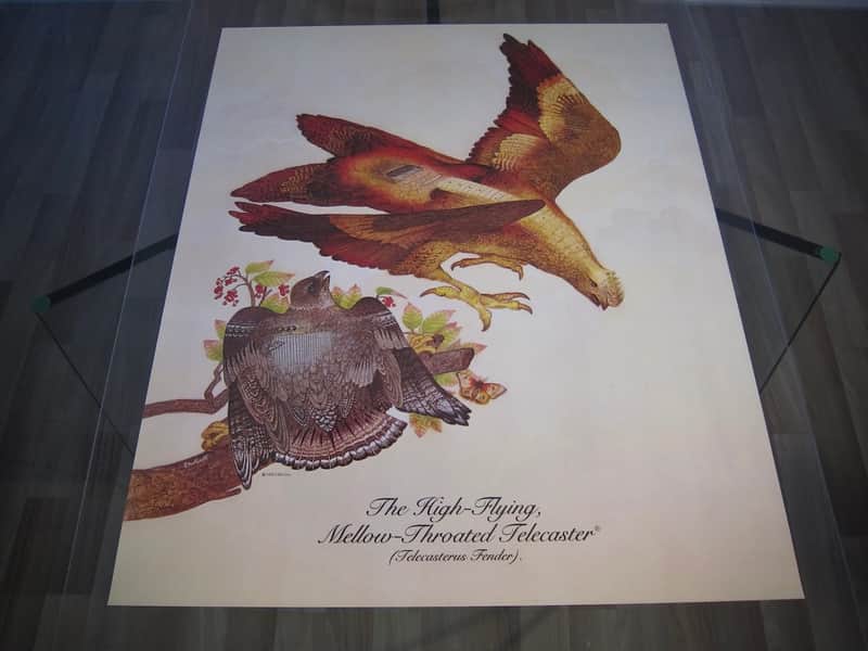 Fender Telecaster & Twin Reverb Authentic Vintage Poster "The High-Flying Mellow-Throated Telecaster" Artist Endicott Circa-1976-Multi Color image 1