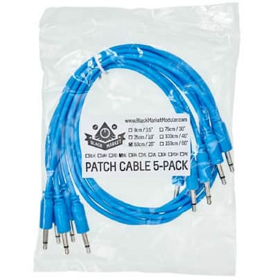 Black Market 3.5mm TS Mini-Jack Plug Patch Cables (50cm/blue/pack of 5) image 2