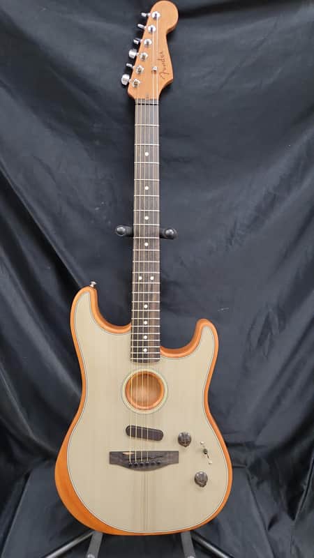Fender American Acoustasonic Stratocaster Acoustic Electric Guitar, Transparent Sonic Blue, Ebony Fingerboard, with Gig Bag image 1
