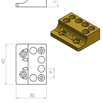 Headless bass bridge 4 strings with individual base for fanned multiscale by Nova Guitar Parts image 4