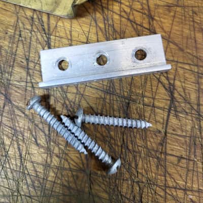 Vintage RARE 1964 Kay Airline Vanguard Gold Bridge Cover Bridge with Studs Tailpiece with Installation Screws Luthier Parts image 4