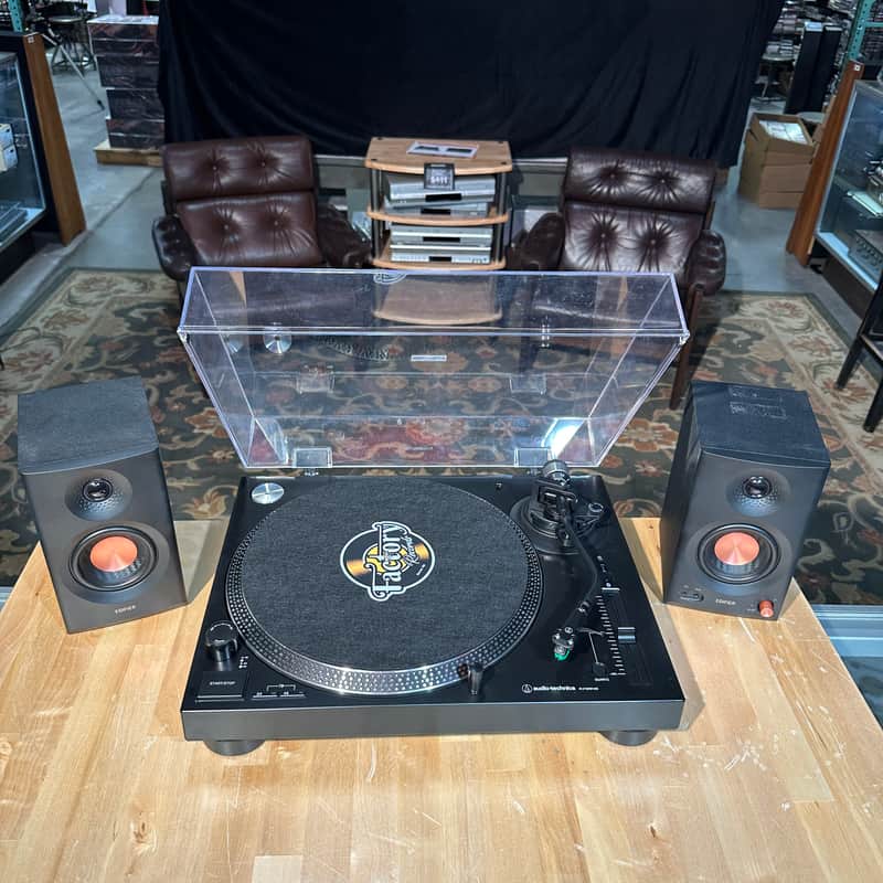 Audio-Technica AT-LP120XUSB-BK Direct-Drive Manual Turntable Package with Edifier MR3 Bluetooth Speakers image 1