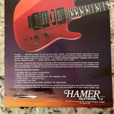 Hamer (USA) Chaparral Sustainiac Reverse Headstock 1989  - Bordeaux Red image 17