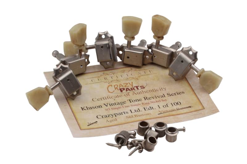 Kluson® 3/3by side Gibson style AGED Ltd.Edt. VTR Tuners Single Line/Single Ring Nickel image 1