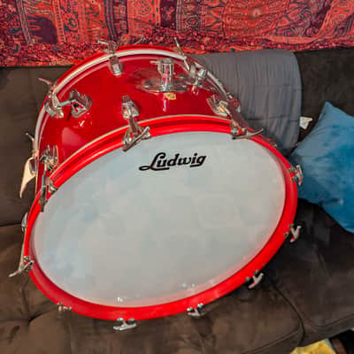 Ludwig  Super Classic Red Sparkle Bass Drum 22x14 60s image 1