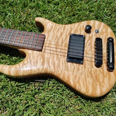 1992 "PS" Mini Electric Guitar - Natural Quilted Maple - Flamed Neck - Bartolini PU image 4