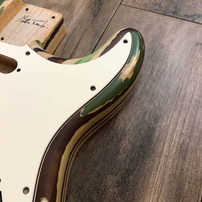 FRANCHIN Mercury guitar body Colorful Wood Grain Green Oil Paint and Bronze Metallic Leaf Swamp Ash S-type Made in Italy - Stock piece #03700918 image 8