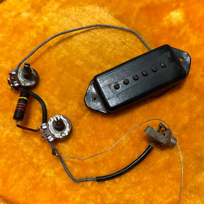 Vintage 1959 Gibson Complete Dogear P90 Wiring Harness w/ Original Cover