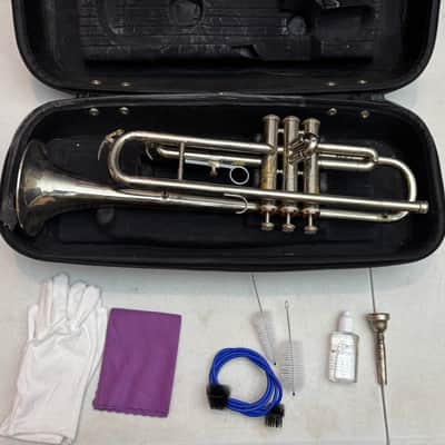 Tristar Silver-Plated Bb Trumpet w/ Bach 5C Mouthpiece, Case & Accessories – Made in India image 1