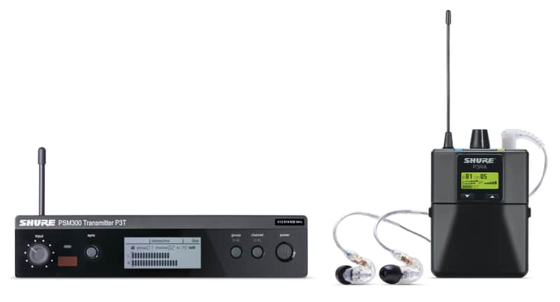 (Mint) Shure P3TRA215CL PSM 300 Wireless In-Ear Monitor System with P3RA Bodypack Receiver, and SE215-CL Earphones - J13 566-590 MHZ image 1
