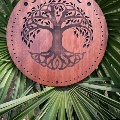 MEINL Sonic Energy 12" Rain Disk, Stream Sound, Moon Phases & Tree of Life Carving image 5