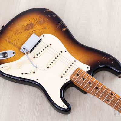 1957 Fender Stratocaster Vintage Guitar Sunburst w/ V Neck, Tweed Case image 9