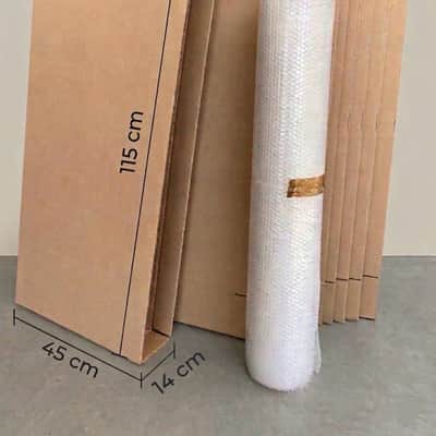 1x All in One Shipping Kit Heavy duty Double-Wall Cardboard Box 115x45x14cm + Bubble Wrap + Packing Tape image 1