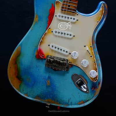Fender Stratocaster Daphne Blue/Pelham Blue Tex-Mex Made in USA Medium Relic Aged RARE image 5