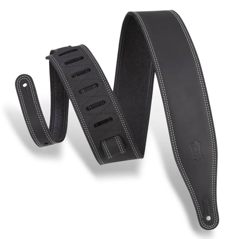 Levy's M17BDS-BLK 25-Inch Wide Garment Leather Guitar Strap, Black image 1
