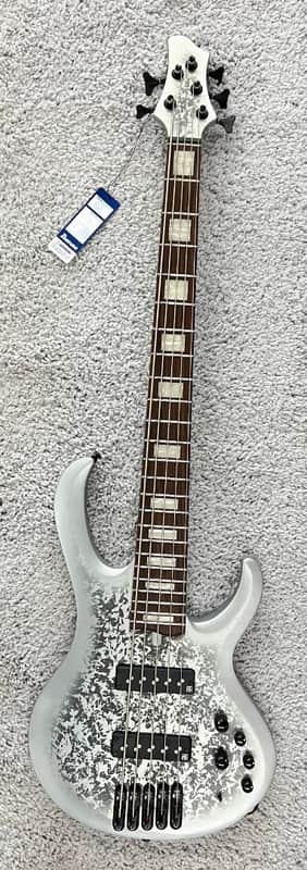 Mint Ibanez BTB25TH5SLM 5-String Electric Bass Guitar Silver Blizzard Matte Finish image 1