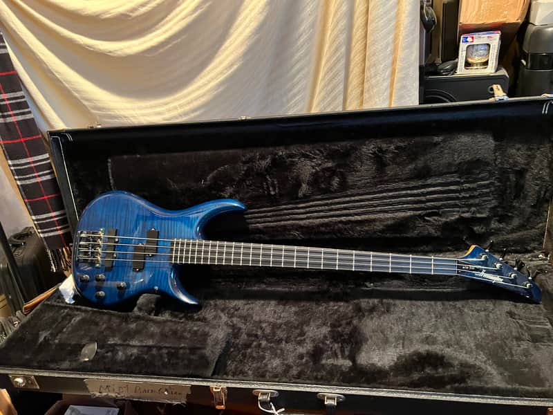 Barrington ntb 332 bass guitar. with midi installed 1990 blue flame image 1