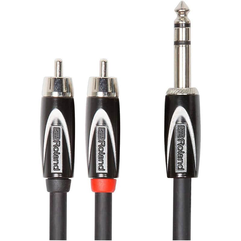 Roland RCC-10-TR2R Black Series 1/4" TRS to Dual RCA Stereo Interconnect Cable - 10' image 1