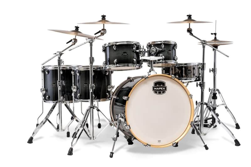 Mapex AR628SFUV Armory Studioease Fast Shell Pack, 22" Bass Drum, Black Onyx Burst image 1