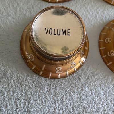 BEAUTIFUL Vintage 60’s 70’s Gold Reflector Knobs Set Les Paul SG Gibson ES Volume Tone image 3