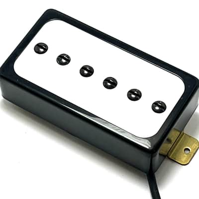 Dragonfire H90 Humbucker Cased / Sized Single Coil P90 Style Neck Pickup, Black Ring w/ White Inlay image 2
