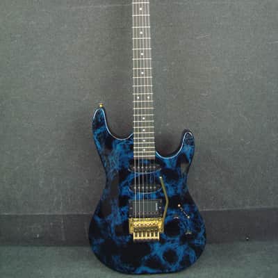 Shadow S-110 Blue/Black Swirl Finish Double Cutaway Electric Guitar W/Case image 1