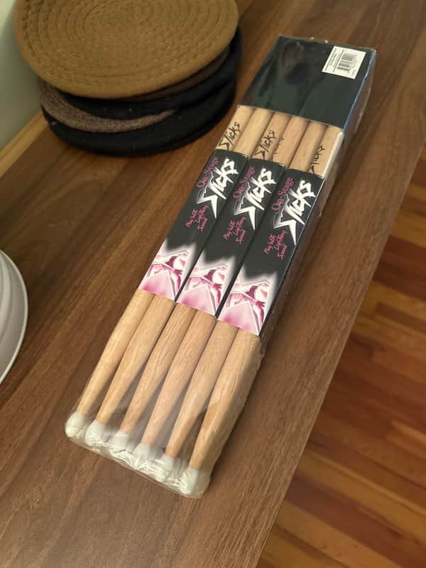 On-Stage HN2B Hickory 2B Nylon Tip Drum Sticks (12 Pairs) 2010s - Natural image 1