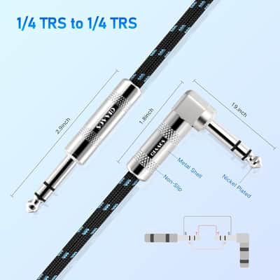 1/4 Inch TRS Cable 10 FT, 6.35 mm 1/4 TRS to TRS Balanced Stereo Audio Cable, Quarter Inch TRS Male to Male Instrument Cable for Sound Card, Mixer, Amplifier, Speaker, Equalizer, Black Blue image 2