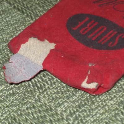 vintage Shure microphone pouch 1960s / 1970s - Outer areas: red thin velvet with black graphic / Inner areas: tan thin canvas (11 & 1/8" x 3") image 22