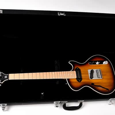 BootLegger Guitar Single Barrel Brown Red Black Burst Custom Case & Flask P90 & Single Coil image 18