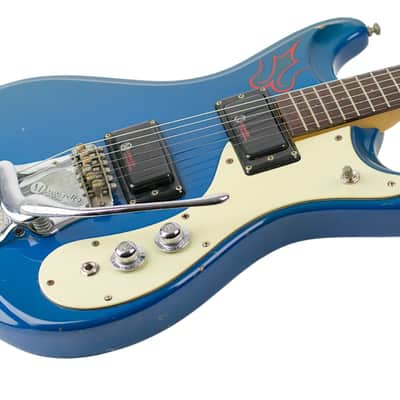 1966 Mosrite Ventures Mark V Guitar Pacific Blue w/Original White Leather Strap #B1039 image 2