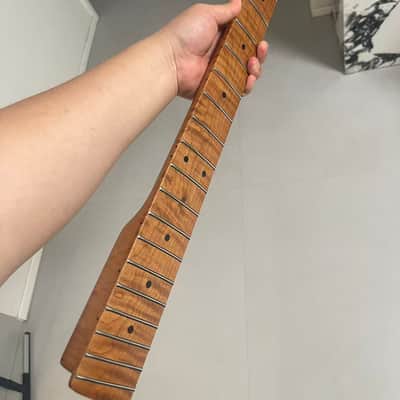 4-string electric bass neck P bass stainless steel 21frets Roasted flame Maple guitar neck 34inch maple fingerboard hole 18mm Nut 42mm 1 image 7