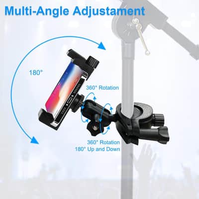 Mic Stand Phone Holder Mount Adjustable Phone Holder for Mic Microphone Music Stand iPhone Mic Stand Holder image 3