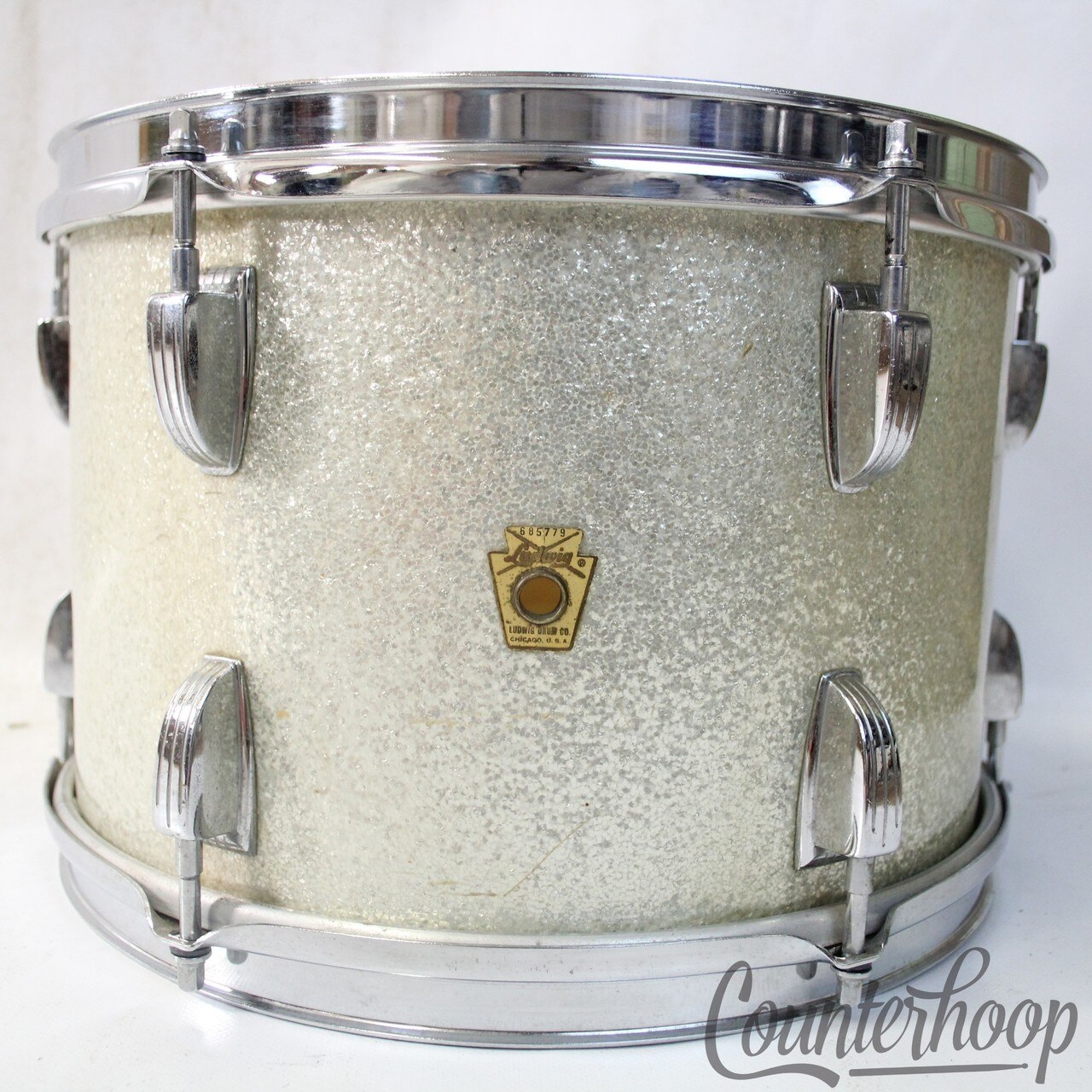 Ludwig 12x8"Silver Sparkle Tom Drum Super Classic Vintage 60s Keystone 3Ply USA — main photograph