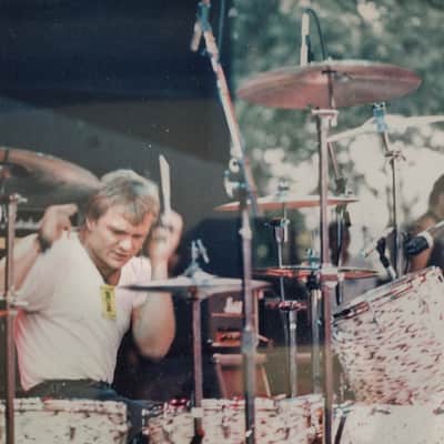 1985 Slingerland Magnum "Holland" Drum Set White Tiger Pearl 24/13/16/18 image 3