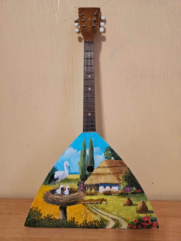 Balalayka Folk Instrument Hand Painted Ukrainian 6 String Village Balalaika image 1