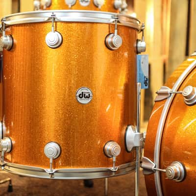 DW Collector's Maple/Spruce Tangerine Sparkle Exotic Drum Set 24/13/16/18/7x14 - SO #1157540 image 3