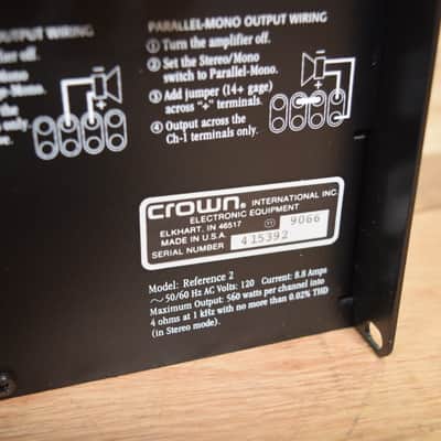 Crown Studio Reference II stereo power amplifier Excellent!-used amp for sale image 5