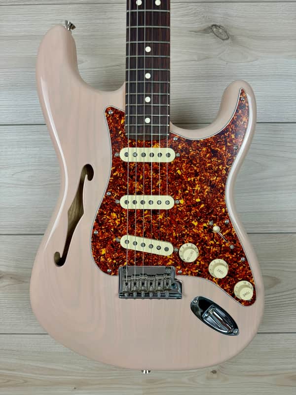 Fender Limited Edition American Professional II Stratocaster Thinline, Transparent Shell Pink image 1