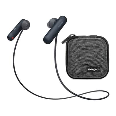 Sony WI-SP500 Wireless in-Ear Sports Headphones, Black (WISP500/B) with Hardshell Earphone Case image 1